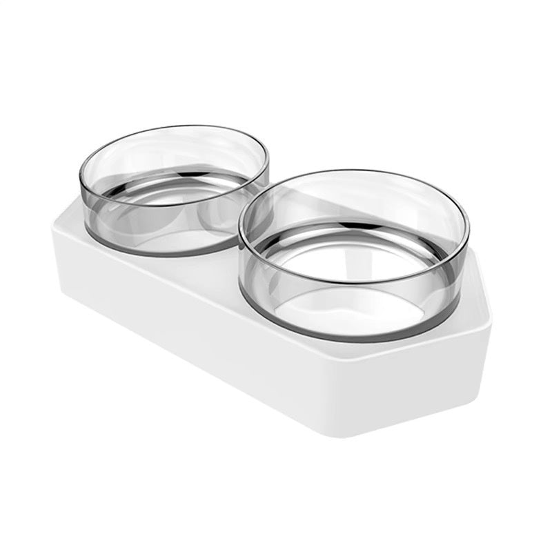 Ceramic Double Bowl Elevated Feeding Water Bowl Pet Dish
