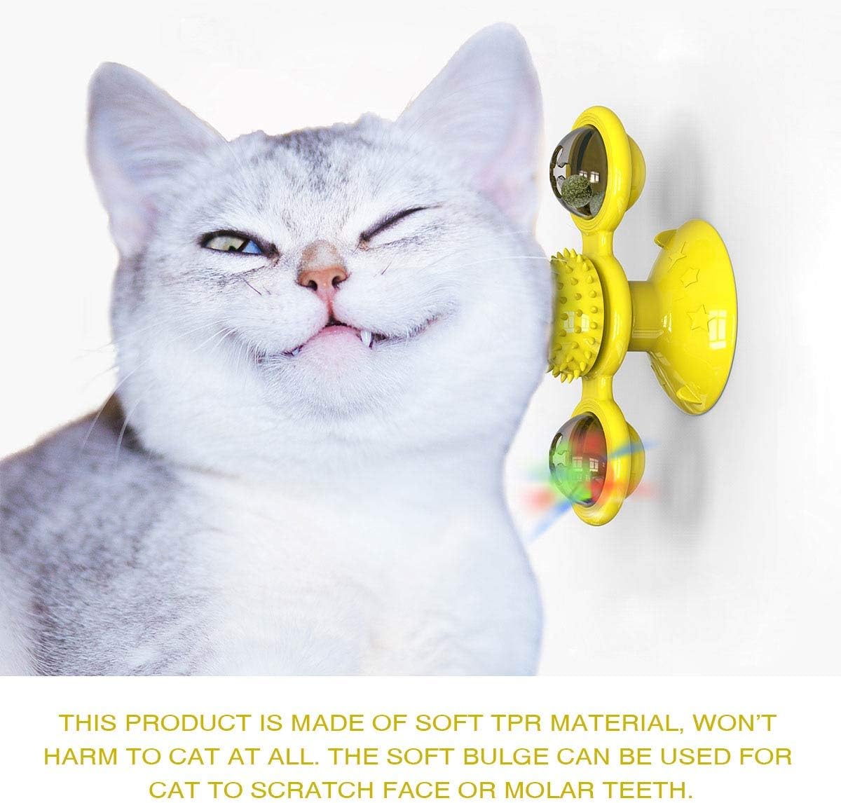Interactive Pet Catnip Windmill Toy With LED Ball