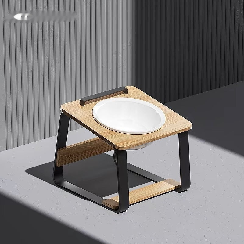 Ceramic Double Bowl Elevated Feeding Water Bowl Pet Dish