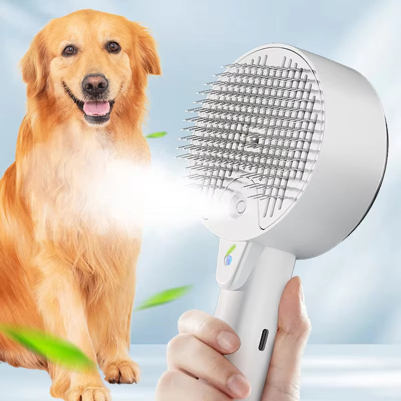 Electric Steam Spray Massage Grooming Shedding Pet Brush