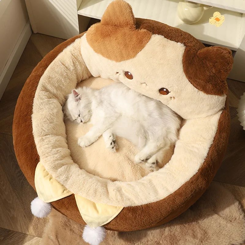 Round Soft Pet Sofa Bed Warm Sleeping Cushion