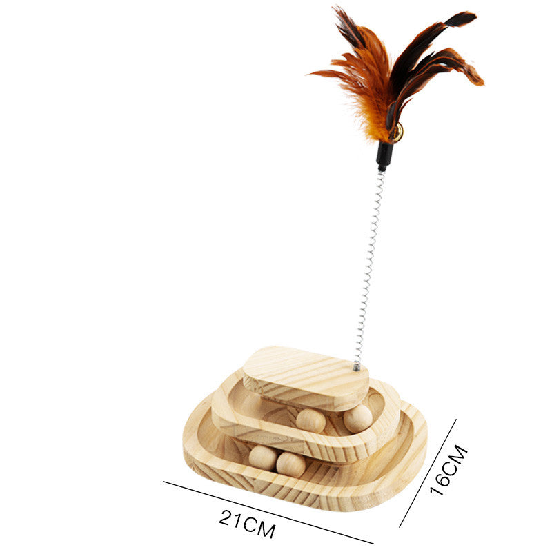 Solid Wood Interactive Pet Turntable And Chew Toy