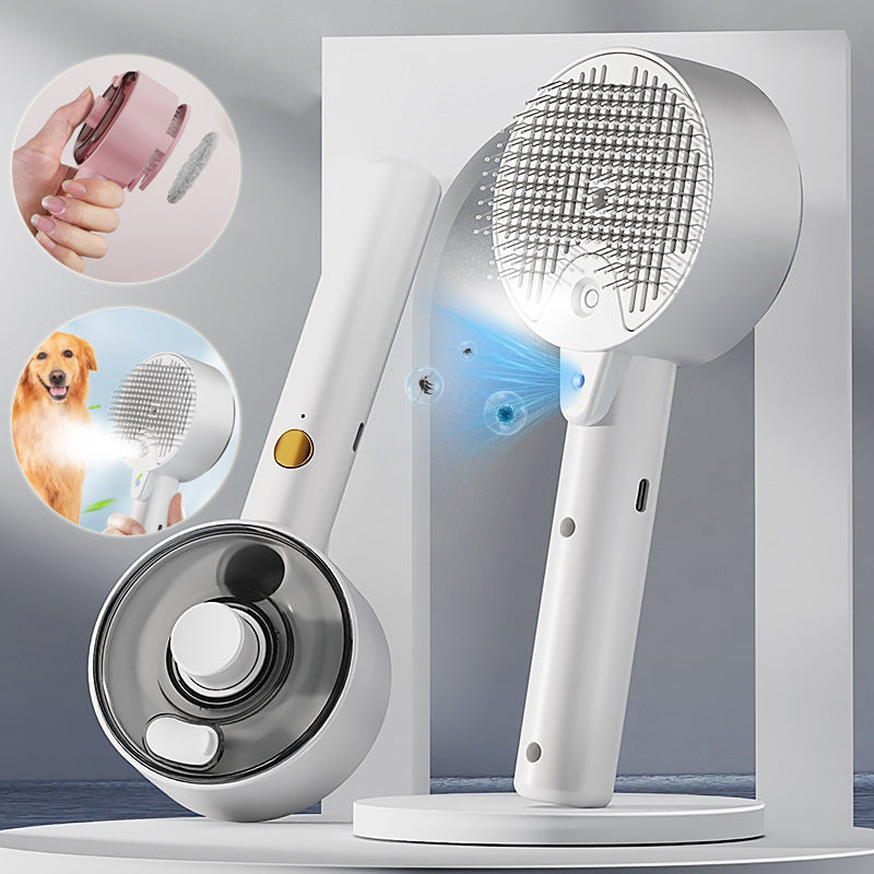 Self Cleaning Steam Grooming Hair Removal Pet Brush
