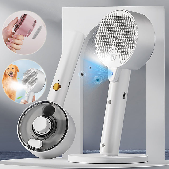 Self Cleaning Steam Grooming Hair Removal Pet Brush