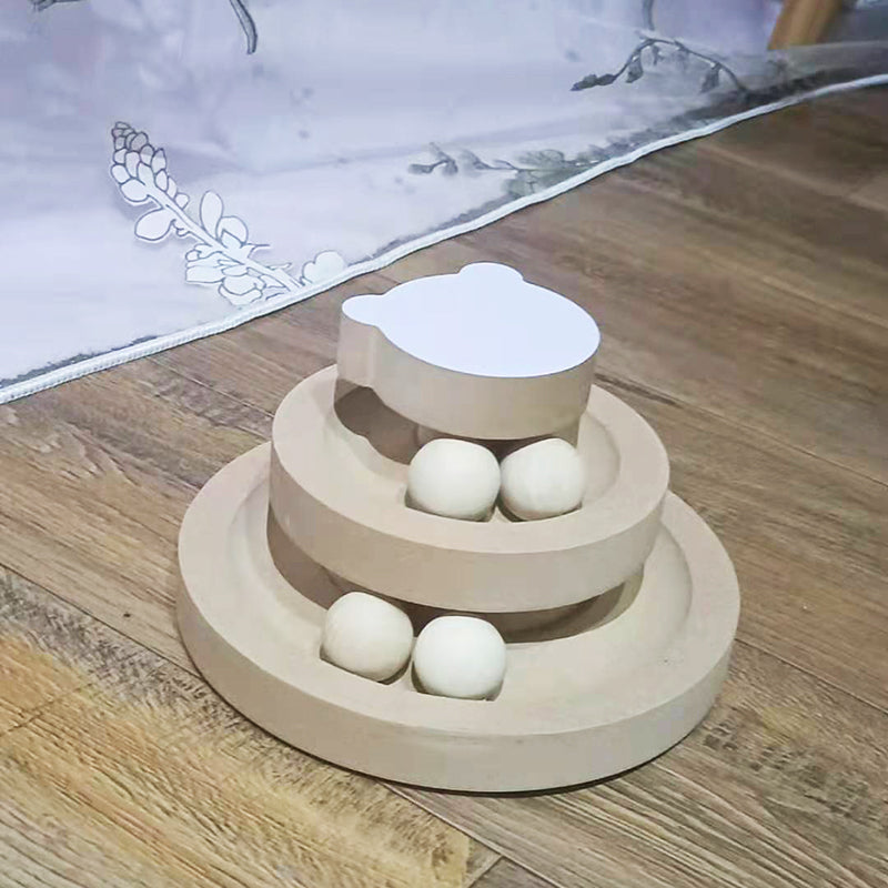 Solid Wood Interactive Pet Turntable And Chew Toy