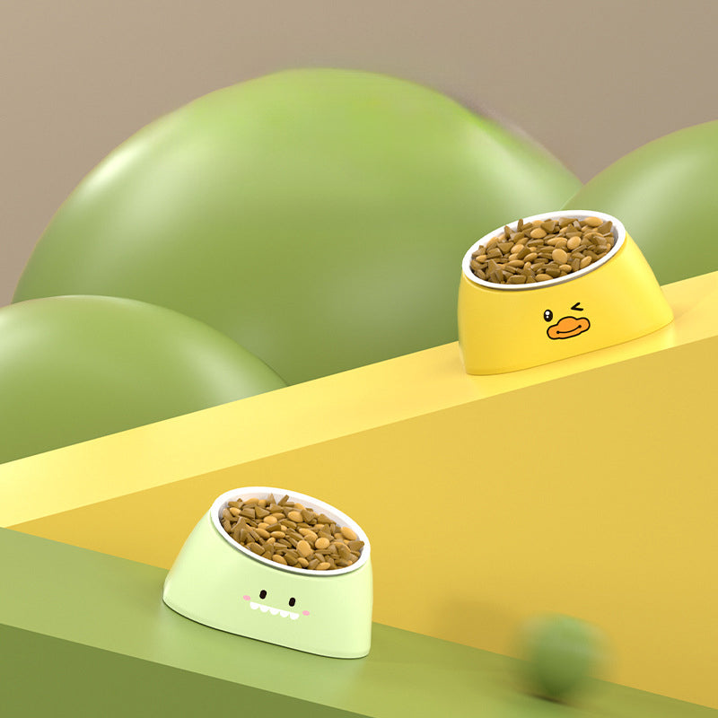 Tilted Stainless Steel Pet Feeding Bowl Ergonomic Design