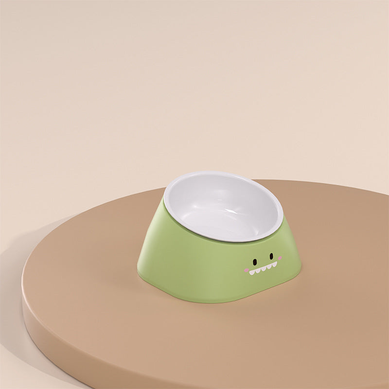 Tilted Stainless Steel Pet Feeding Bowl Ergonomic Design