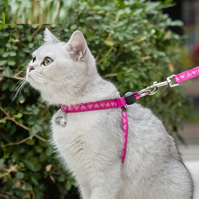 Bell Chest Strap Pet Harness Vest Leash Set