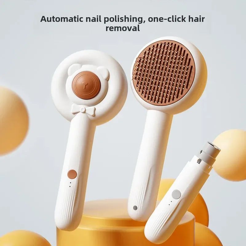 Rechargeable 2 In 1 Pet Nail Trimmer And Grooming Brush
