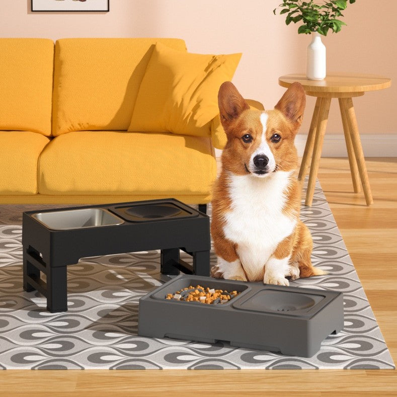 Adjustable Height Pet Double Bowl Stainless Stand Feeder