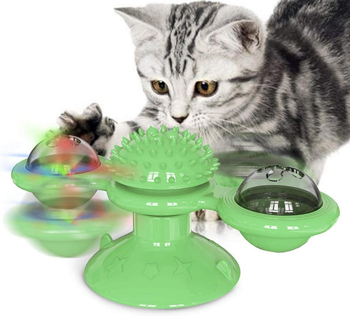 Interactive Pet Catnip Windmill Toy With LED Ball